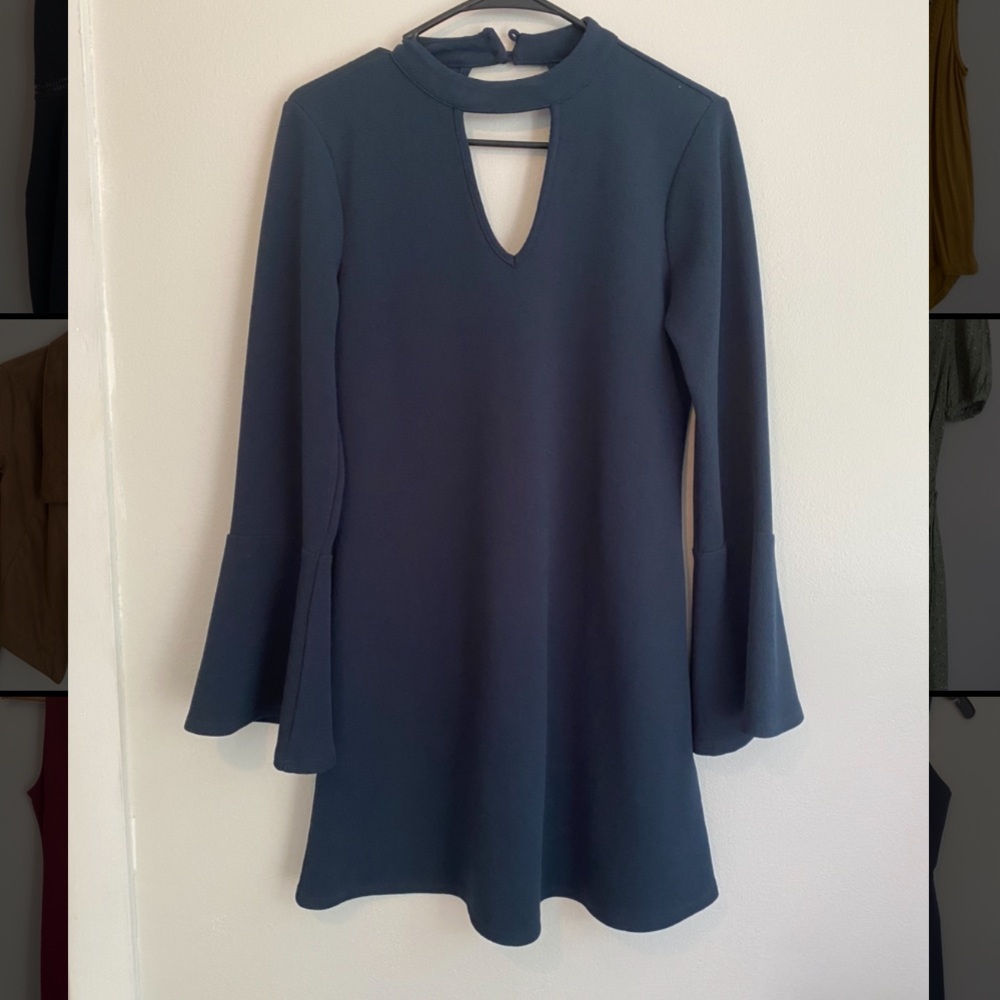 Navy Dress with Bell Sleeves Size Small